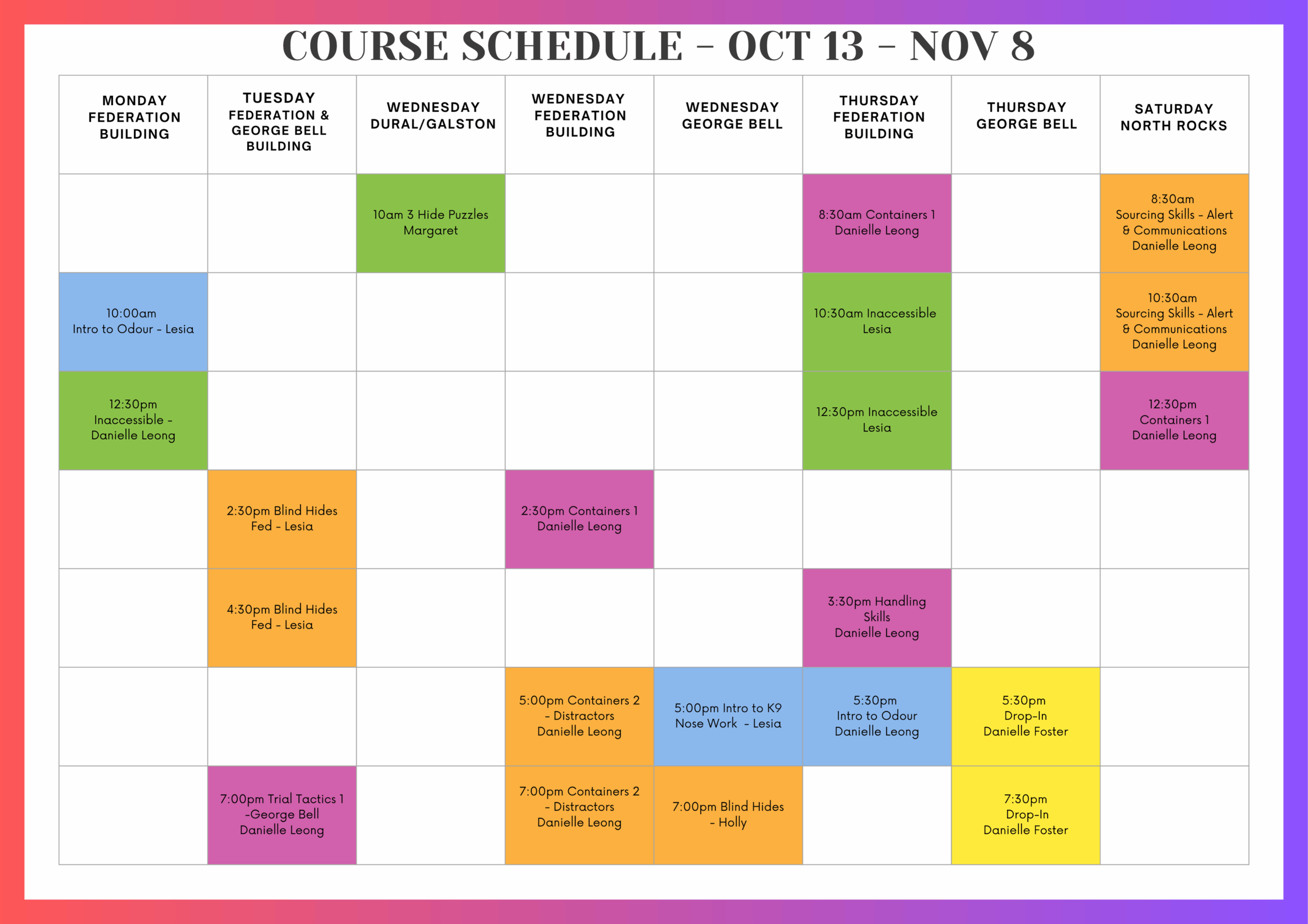 Black and White Simple Class Schedule